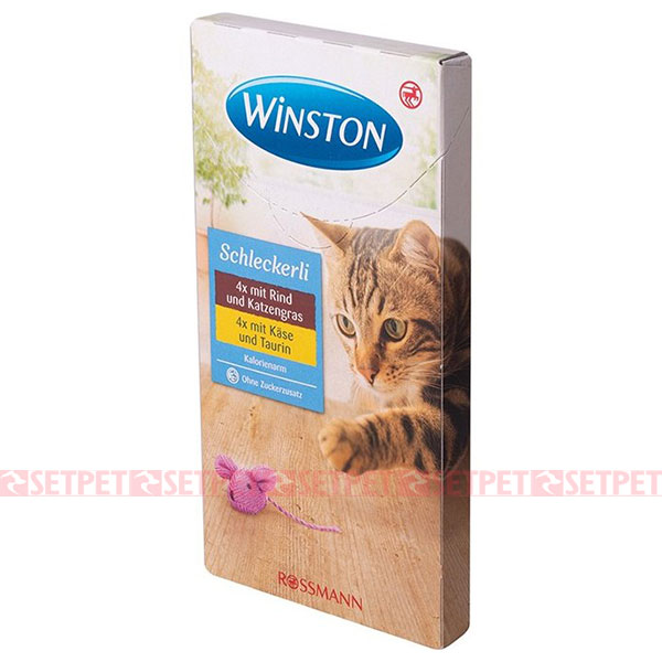 بستنی گربه وینستون طعم گوشت گاو و پنیر - Winston Cat Schleckerli beef & cat grass cheese & taurine - بستنی گربه بیف و پنیر وینستون - بستنی گربه وینستون دو طعم گوشت گاو و پنیر