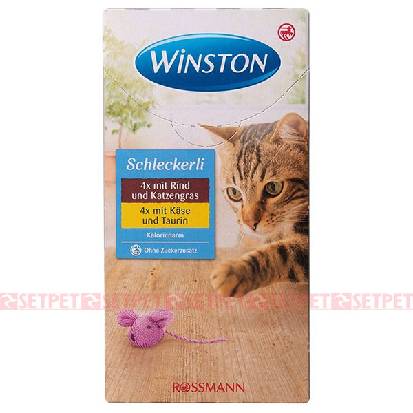 بستنی گربه وینستون طعم گوشت گاو و پنیر - Winston Cat Schleckerli beef & cat grass cheese & taurine - بستنی گربه بیف و پنیر وینستون - بستنی گربه وینستون دو طعم گوشت گاو و پنیر