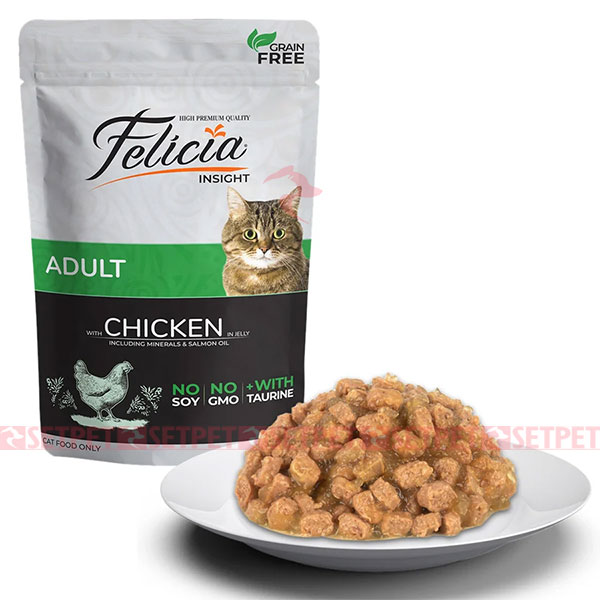 پوچ گربه بالغ فلیسیا طعم مرغ در ژله - Felicia Pouch For adult Cat With Chicken In Jelly - سوپ گربه بالغ فلیسیا طعم مرغ در ژله - پوچ گربه بالغ فلیسیا - پوچ فلیسیا - غذای مرطوب گربه بالغ فلیسیا - پوچ گربه فلیشیا - پوچ فلیشیا